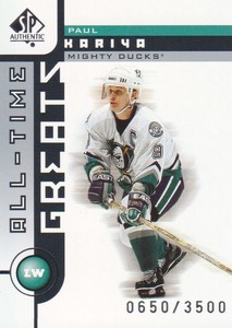 2001-02 SP Authentic Hockey #91 Paul Kariya ATG /3500