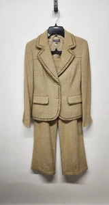 Ann Taylor Camel Tan Tweed Boucle Wool Blend Pant/Blazer, Size Pants 4 Blazer 6 - Picture 1 of 19