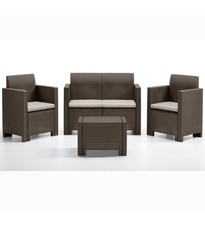 Salotto 2 Posti Nebraska Giardino Rattan Esterno Bar Set Marrone