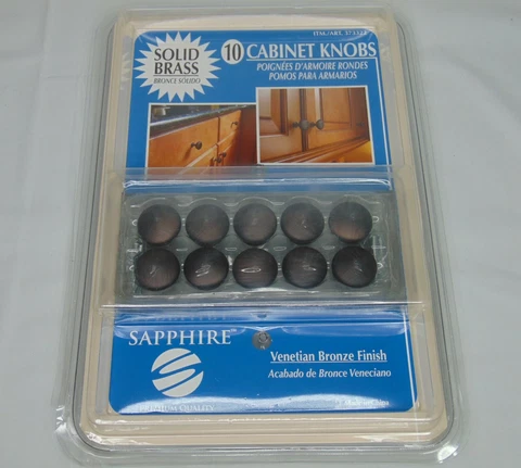 NEW Sapphire 10 Cabinet Pull Knobs, Solid Brass in Venetian Bronze Finish, 1 1/8 Cover