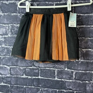 Cat & Jack Girls XS 4/5 Halloween Skirt Black Orange Pumpkins Fall Tutu - Picture 1 of 7