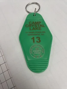 Camp Crystal Lake Retro Motel Key Ring/Key Chain  Friday The 13th.  Green New - Picture 1 of 3