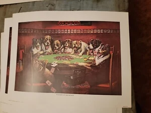 Arthur A. Kaplan POKER SYMPATHY Dogs Playing Poker Art Litho in USA 12x16 - Picture 1 of 4
