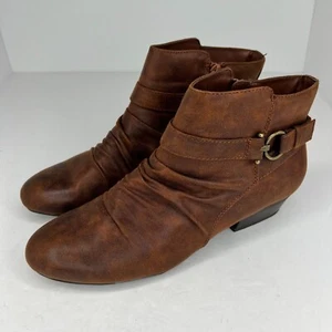 Kim Rogers Womens Teree Brown Zip Up Strap Leather Size 8.5 M Ankle Booties - Picture 1 of 8