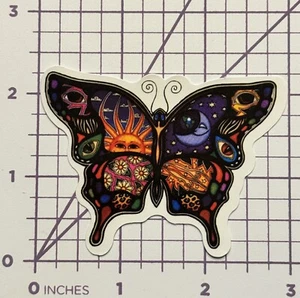 Hippie Butterfly Symbolic - Vinyl Decal Sticker Bomb Moon Love Eye Sun Flowers - Picture 1 of 5