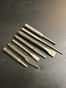 7 Lot Plomb Tools Handwerker Kaltmeißel Stanzen Driften Bolzenausdreher USA Set - Bild 1 von 12