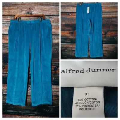 Брюки для отдыха Alfred Dunner XL бирюзовые велюровые пропорциональные короткие карманы без застежек новые с ценниками - Изображение 1 из 4