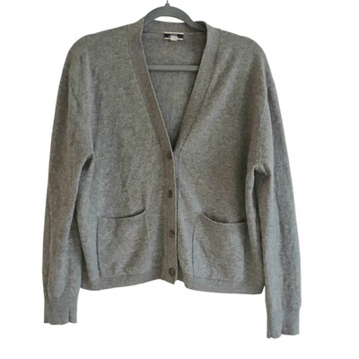 Cárdigan para mujer J Crew 100 % cachemir pequeño gris parche bolsillos Cabincore Grandpa Foto 1 de 4