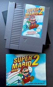 Super Mario Bros 2 (Nintendo NES, 1988) Authentic Cartridge + Manual!!