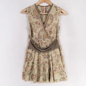 Sweet Pea Stacy Frati Top Blouse Womens Medium Green Paisley Boho Indie Sleaze - Picture 1 of 7