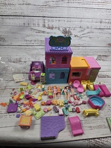 Polly Pocket Lot Hotel 2004, 2002 House, Figures, Accessories, Furniture, Car - Picture 1 of 21