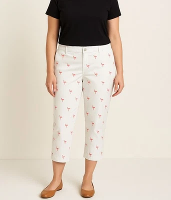 Talbots Embroidered Flamingo Straight Leg Chino Pants Beige Women’s 18WP Petite - Image 1 of 4