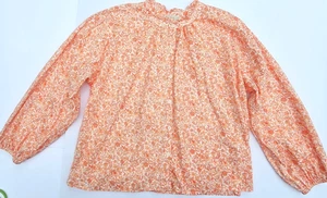 Camicetta loft donna extra large stampa floreale colletto volant bottoni boho top - Foto 1 di 5