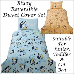 BLUEY Junior Toddler Cot Bed Duvet Cover Set Bluey Reversible Children's Bedding - Picture 1 of 24