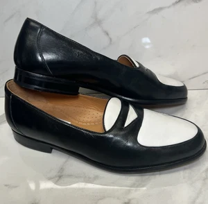 Mezlan Black & White Leather Loafers Made in Spain 8.5 New dress Shoes Slip on - Picture 1 of 21