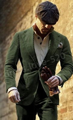 Trajes de pana para hombre formales negocios graduación fiesta boda novio hombres blazers Foto 1 de 4