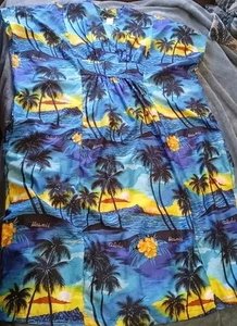 Maxi Vestido Royal Creations Hawaiano Mumu Kaftan Para Mujer Talla Única Azul y Palmera - Imagen 1 de 4