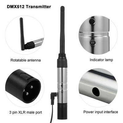 1^-DMX512 8PCS Transmitter Receiver Kit Portable 2.4G ISM Wireless For Party DJ - Image 1 of 4