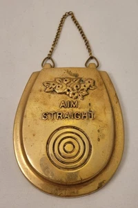 Vintage Bathroom Brass Toilet Seat Sign Wall Plaque “Aim Straight" - Picture 1 of 3