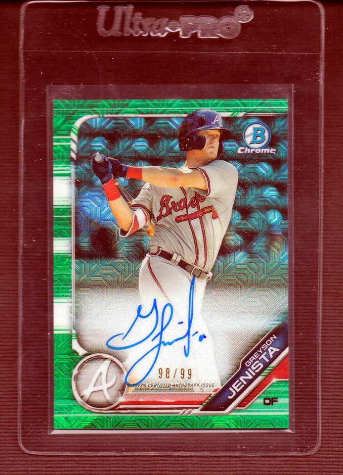 2019 GREYSON JENISTA BOWMAN CHROME GREEN MEGA BOX RC MOJO REFRACTOR AUTO  98/99 - Image 1 of 2