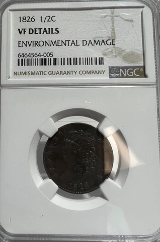 1826 CLASSIC HEAD HALF CENT 1/2C NGC VERY FINE VF Cover