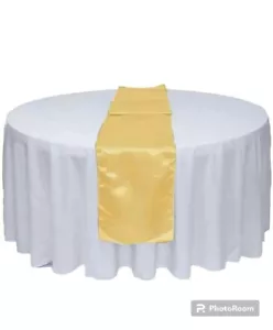 120 inch white round tablecloth with Gold Runner wedding Decoration Party - Picture 1 of 3