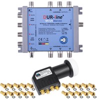 DUR-line Digital SAT MS 5/6 BLU eco 1 Satellit ohne Netztel + Quattro 4K LNB 3D
