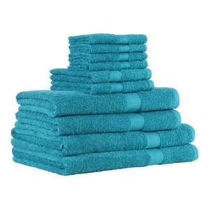 Mainstays Solid Adult 10-Piece Towel Set, Turquoise - Picture 1 of 10