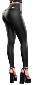 Butt Lifter Jeans High Waist Leather Effect Pantalones Levanta Cola Colombianos - Picture 1 of 8