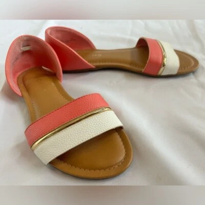 Andiamo Mujer Puntera Abierta Plana en Coral/Blanco Colorblock Talla 7 Foto 1 de 4