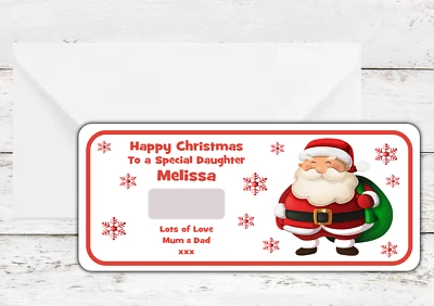KRAFTYKARDS Santa Personalised Christmas Scratch Card Surprise Reveal Ticket Gift