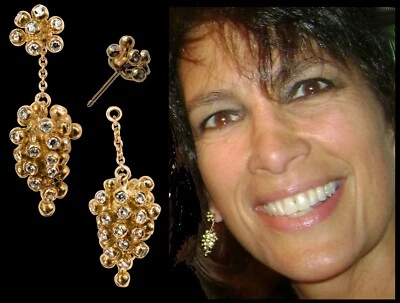 NEW: Grapes Drop Earring, Detachable Stud, Inter-changeable 18K Gold & Diamonds - Image 1 of 4