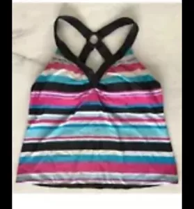 👙Sonoma swimsuit TANKINI top size 12 Pink Black Aqua 31” Bust 14”Long Padded - Picture 1 of 1