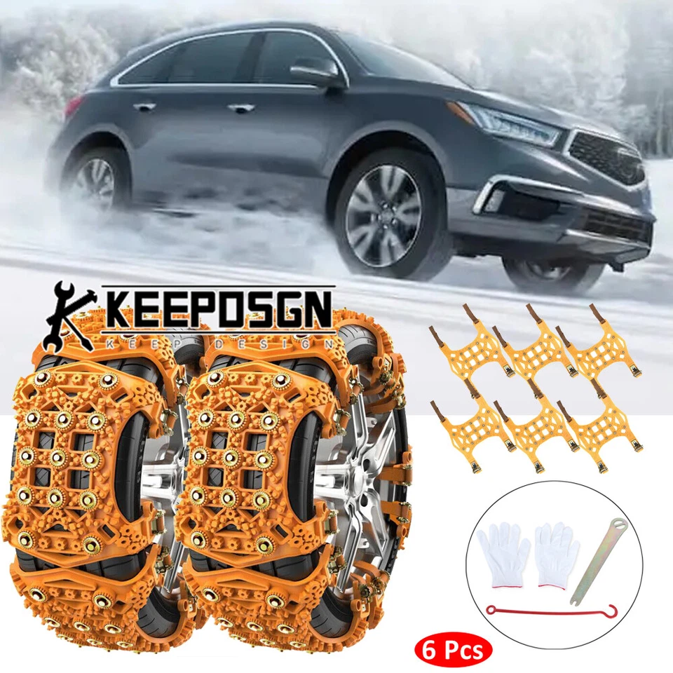 Para Acura ILX 6 piezas Rueda Coche Nieve Neumáticos Cadenas Antideslizante Invierno Seguro de Emergencia Foto 1 de 4