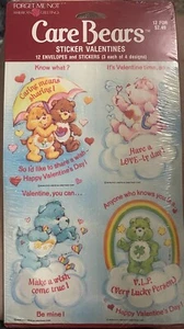 American Greetings Care Bears Sticker Valentines Day Cards 1986 Forget Me Not - Picture 1 of 6