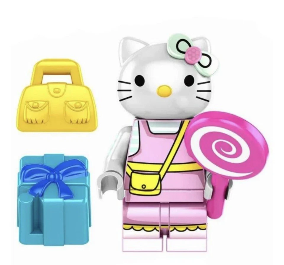 2 inch Custom Hello Kitty  Minifigure with Base, New/Mint - Image 1 of 1