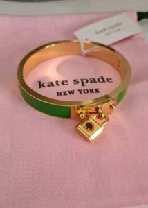 KATE SPADE New York Polished Padlock-Pendant Enamel Bangle RRP £95 - Picture 1 of 6