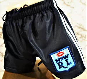 NSW STATE OF ORIGIN RETRO BADGED RUGBY LEAGUE FOOTY SHORTS LARGE-XXL - Picture 1 of 9