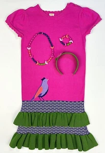 Gymboree Size 10 FALLING FOR FEATHERS Dress Headband Necklace Bracelet VGUC Bird - Picture 1 of 5