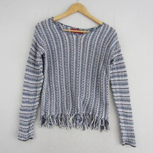 Tigerlily Jumper Womens Medium 12 Blue Black White Stripe Chunky Loose Knit Boho - Picture 1 of 14