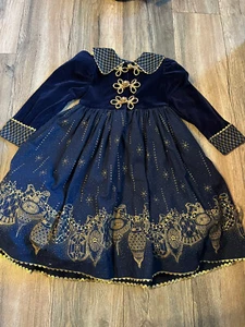 Vintage DAISY KINGDOM Factory Dress Golden Angel Windsor Navy size 4 RN 77883 - Picture 1 of 15