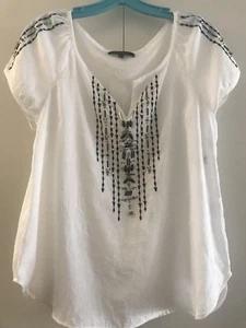 Top Nanette Lepore nuovo bianco con perline TG M - Foto 1 di 12