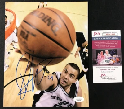 Фотография с автографом Тони Паркера 8x10 сертификат JSA с сертификатом подлинности NBA NO9 San Antonio Spurs HOF 2023! - Изображение 1 из 4