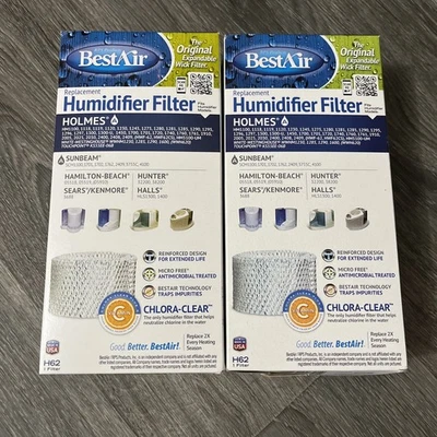 BestAir H62 Humidifier Replacement Paper Wick Filter Lot Of 2 Chlora-clear - Image 1 of 4