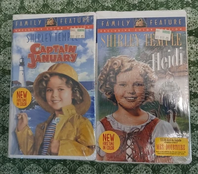 Shirley Temple Sealed VHS LOT of 2 Captain January Heidi Exclusive Color Edition Foto 1 de 4