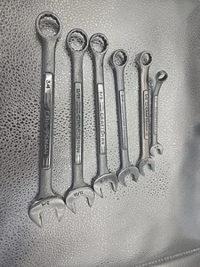 Vintage Handwerker Kombination Schraubenschlüssel Lot 6 Stück geschmiedet in USA zufällige Werkzeuge - Bild 1 von 4