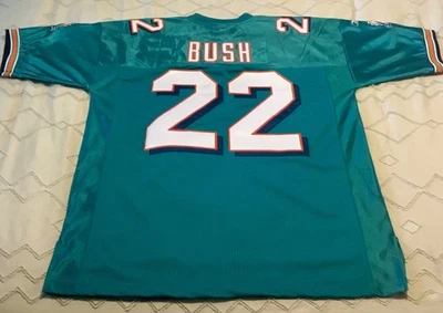 Новый с Ярлыками Reebok Реджи Буш Miami Dolphins NFL бирюзовый подлинный на поле Джерси размер 54 - Изображение 1 из 4