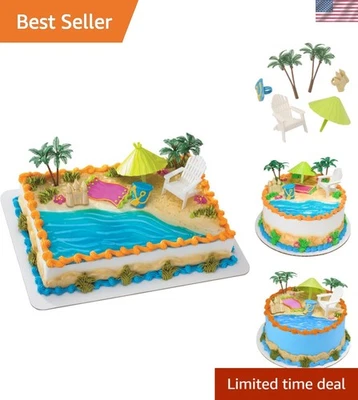 Juego de 6 sillas de playa y sombrilla decoración de pasteles para celebraciones memorables Foto 1 de 4