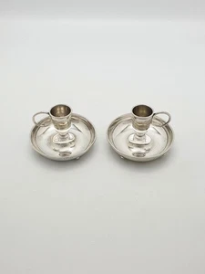 Unusual Pair of Antique Sterling Silver Travel Chambersticks – circa 1890 - Picture 1 of 10
