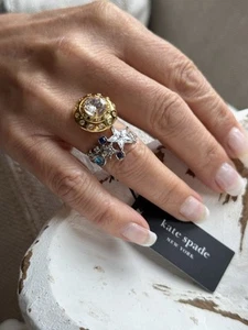 NWT Kate Spade Space Ship UFO Wrap Ring “Space Cadet” Cocktail Authentic Sz 7 - Picture 1 of 10